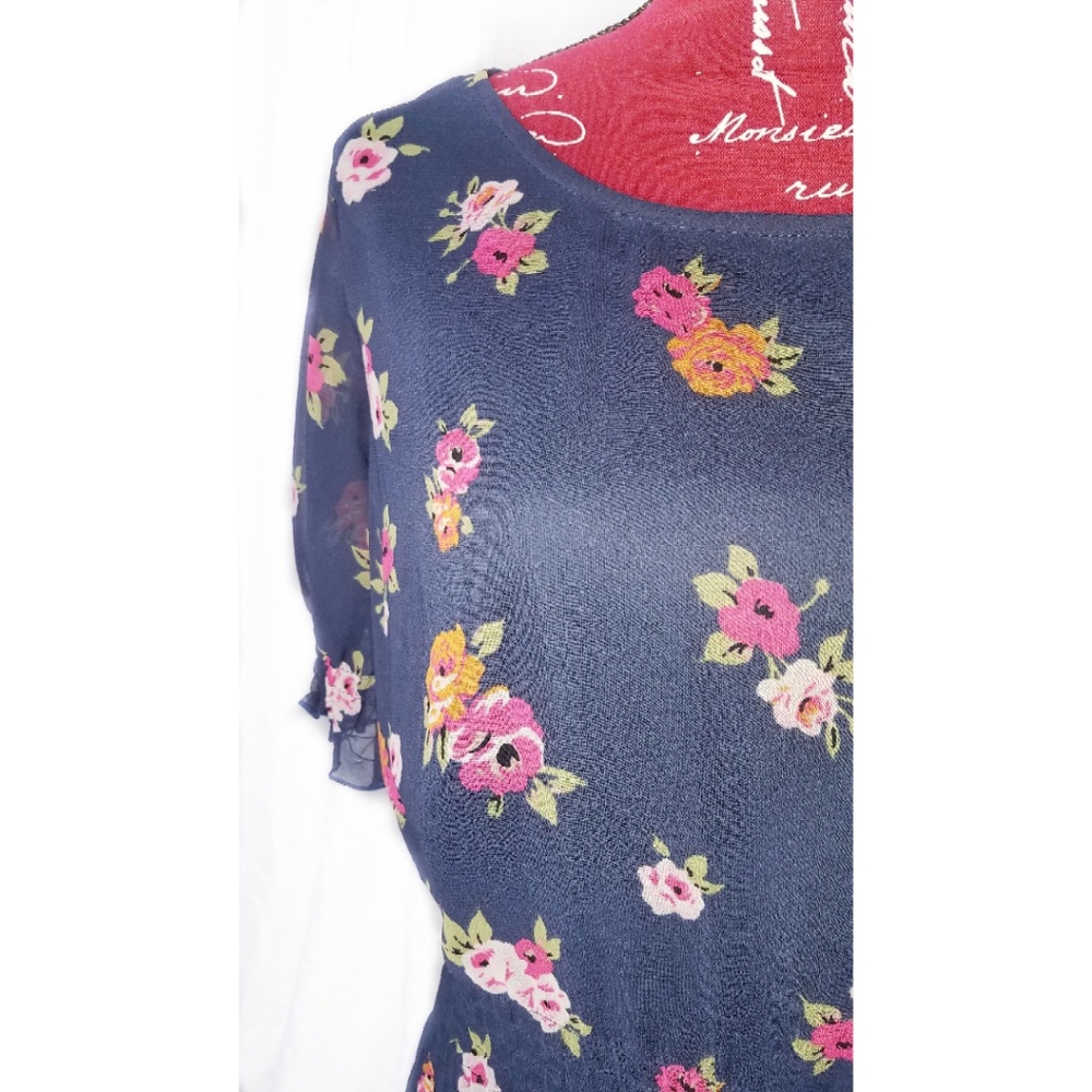 Joe Browns Navy Floral Dress Plus Size 16 - Picture 2 of 8